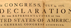 Detail of a copy of the John Dunlap Broadside of the Declaration of Independence